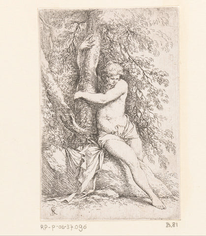 Vrouw bij een boom, Salvator Rosa, c. 1656 - c. 1657 Canvas Print