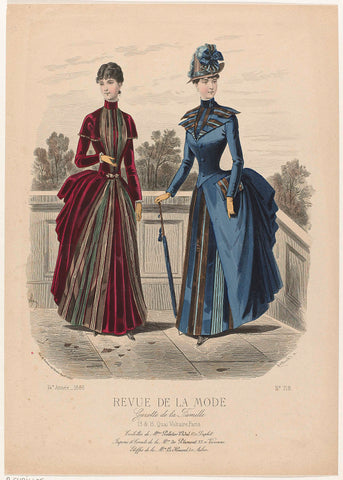 Revue de la Mode, Gazette de la Famille, Sunday, October 4, 1885, 14th Year, No. 718: Toilets of Mrs. Pelletier-Vidal (...), A. Chaillot, 1885 Canvas Print