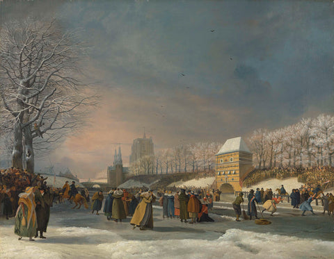 Women’s Skating Competition on the Stadsgracht in Leeuwarden, 21 January 1809, Nicolaas Baur, 1809 Canvas Print