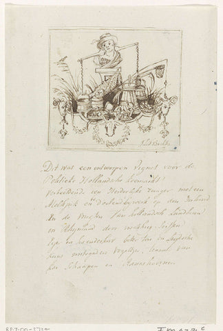 Design for a vignette for: De Politieke Hollandsche Koemarkt, 1787, Johannes le Francq van Berkhey, 1787 Canvas Print