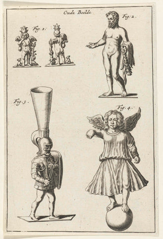 Various antique figurines, anonymous, 1700 - 1749 Canvas Print