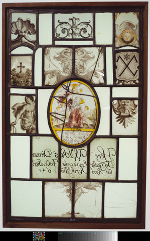 Window with fragments of a church window from the church of Oudkerk in Friesland, anonymous, 1641 Canvas Print