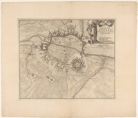 Map of Tournai, Jan van Call (II), 1700 - 1717 Canvas Print