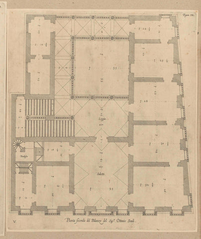 Floor plan of the ground floor of the Palazzo del Melograno in Genoa, Nicolaes Ryckmans, 1622 Canvas Print