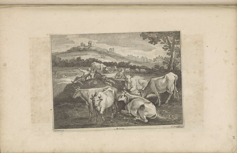 Herd of Cows in a Hilly Landscape, Theodorus van Kessel, 1660 Canvas Print