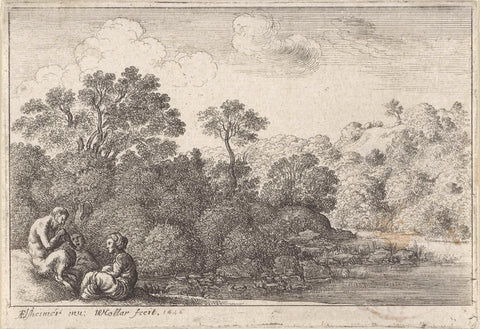 Satyr with two nymphs, Wenceslaus Hollar, 1646 Canvas Print