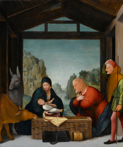 The Adoration of the Shepherds, Bartolommeo Suardi (circle of), 1500 - 1535 Canvas Print