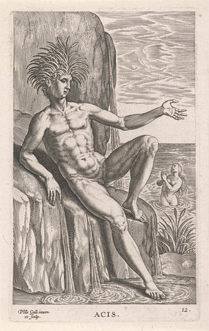 River god Acis, Philips Galle, 1586 Canvas Print