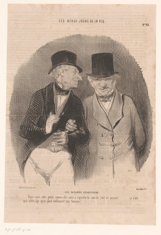 Caricature of two old womanizers, Honoré Daumier, 1846 Canvas Print