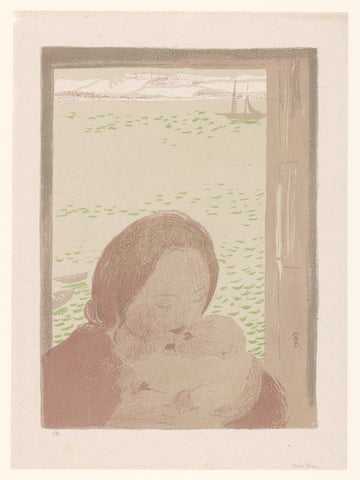 Mother with baby in front of a window, Maurice Denis, 1900 Canvas Print