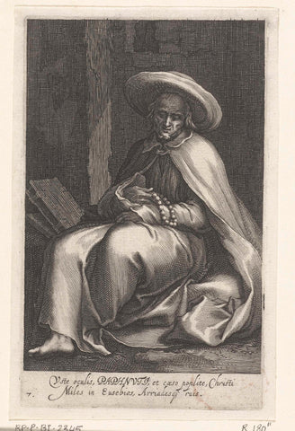 Saint Paphnutius the Great of Egypt as hermit, Boëtius Adamsz. Bolswert, 1590 - 1612 Canvas Print