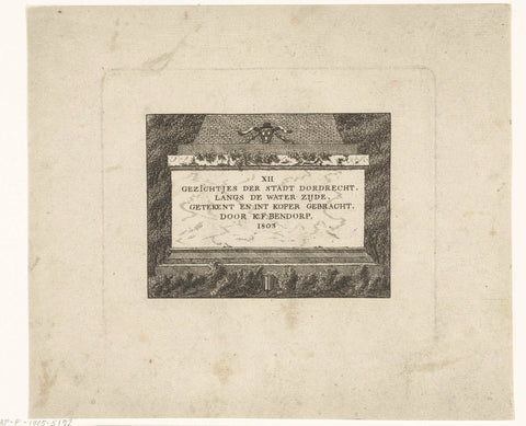 Title page for: XII Gezichtjes der Stadt Dordrecht Langs de water zijde, 1803, Carel Frederik Bendorp (I), 1803 Canvas Print