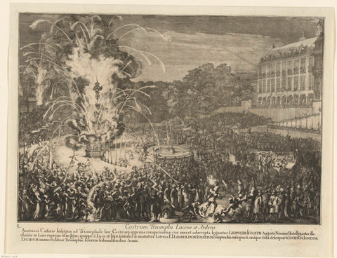 Fireworks in the palace garden, 1686, Romeyn de Hooghe, 1686 - 1687 Canvas Print