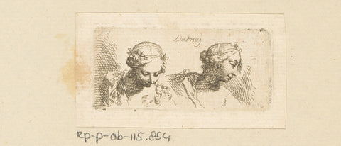 Two Looking Heads, Christian Wilhelm Ernst Dietrich, 1722 - 1774 Canvas Print