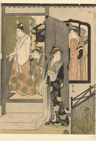 The visit, Hosoda Eishi, 1788 - 1792 Canvas Print