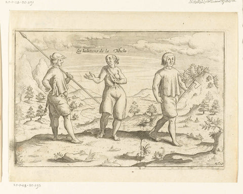 Inhabitants of mocha island in Chile, 1600, anonymous, 1646 Canvas Print