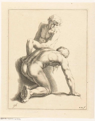 Two naked men, Frederick Bloemaert, c. 1679 - c. 1701 Canvas Print