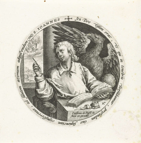 De evangelist Johannes, Crispijn van de Passe (I), 1574 - 1637 Canvas Print