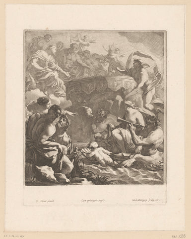 Allegorical performance with Mercury as messenger, Michel Dorigny, 1651 Canvas Print