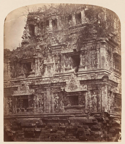 Candi Sari Monastery (Buddhist), side wall (probably northern), decorated with semi-divine beings, near Kalasan, Yogyakarta district, D.I. Yogyakarta province 9th century,  Indonesia, Isidore Kinsbergen, 1865 Canvas Print