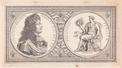 Medallion with portrait of Louis XIV, King of France, Pieter van Schuppen, 1674 Canvas Print