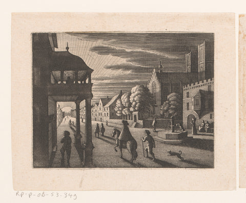 Street in suburb at sunset, Matthäus Merian (I), 1603 - 1645 Canvas Print