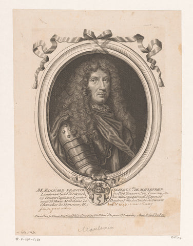 Portrait of Édouard-François Colbert de Maulévrier, Nicolas de Larmessin (I), c. 1678 - in or after 1686 Canvas Print