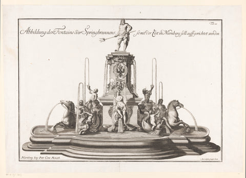 Neptune Fountain in Nuremberg, Michael Rössler, 1713 - 1747 Canvas Print