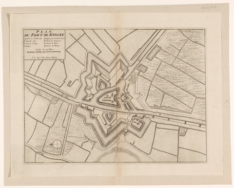 Fortress map of Fort Knokke, 1712, anonymous, 1712 - 1732 Canvas Print