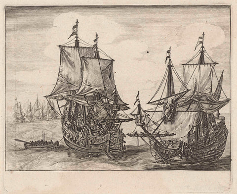 Two Dutch Warships at Anchor, Salomon Savery, 1610 - 1665 Canvas Print