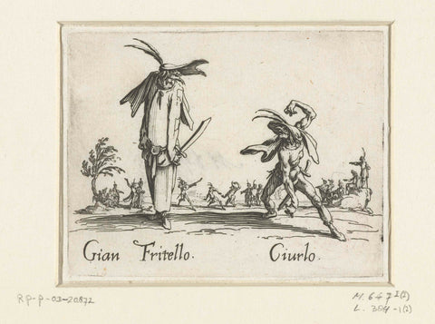 Two street artists such as Gian Fritello and Ciurlo, Jacques Callot, 1621 - 1622 Canvas Print