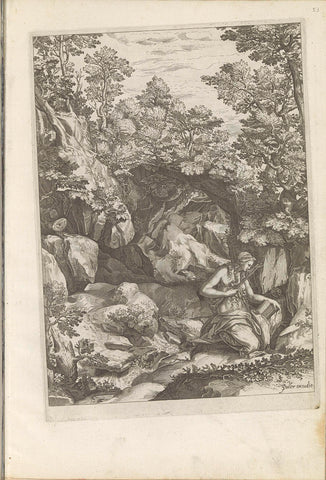 Landscape with Mary Magdalene, anonymous, 1573 - 1600 Canvas Print