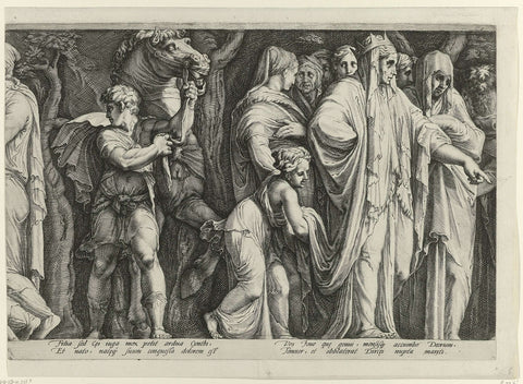 Frisian with the punishment of Niobe (plate 6), Jan Saenredam, 1594 Canvas Print