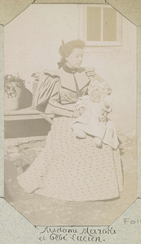 Portrait of Madame Marotte with baby Lucien on her lap, probably in France, anonymous, c. 1890 - c. 1900 Canvas Print
