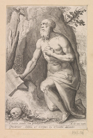 Saint Jerome, Raphaël Sadeler (I) (attributed to), 1570 - 1593 Canvas Print