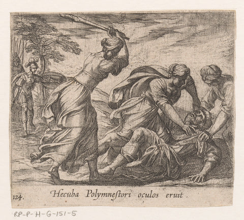 Hekuba and the Trojan women murder Polymestor, Antonio Tempesta, 1606 - 1638 Canvas Print