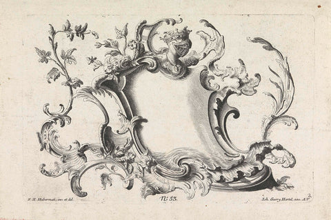 Cartouche with helmet, anonymous, 1731 - 1775 Canvas Print