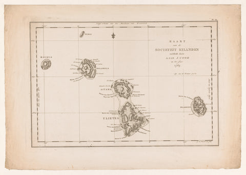 Map of the Society Islands in French Polynesia, Cornelis van Baarsel, 1797 Canvas Print