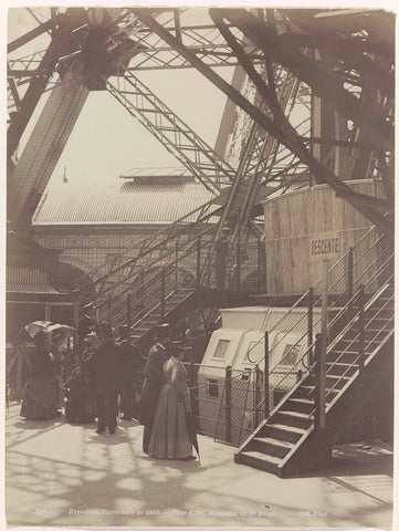 View of the basement of the Eiffel Tower at the time of the Exposition Universelle of 1889, Neurdein Frères, 1889 Canvas Print