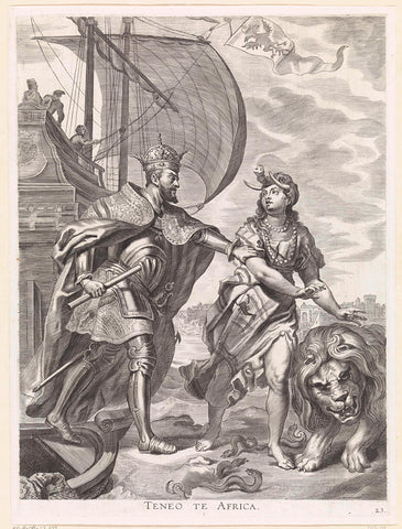 Karel V zet voet aan land in Afrika, Jacob Neefs, 1636 Canvas Print