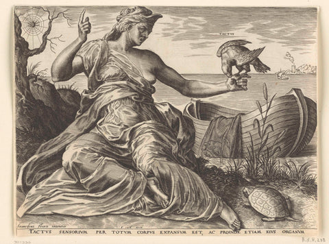 The Feeling (Tactus), Cornelis Cort, 1561 Canvas Print