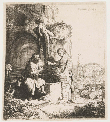 Christ and the Woman of Samaria, Rembrandt van Rijn, 1634 Canvas Print