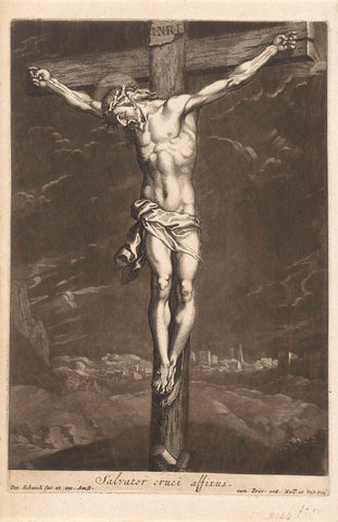 Christ on the Cross, Pieter Schenk (I), 1670 - 1713 Canvas Print