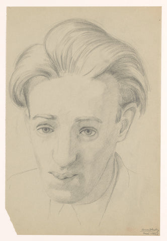 Self-portrait and face, May 1942, Cor van Teeseling, 1942 Canvas Print