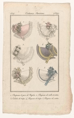 Journal des Dames et des Modes, Costumes Parisiens, 10 October 1819, (1849): 1, Chapeau de gros de Naples (...), anonymous, 1819 Canvas Print