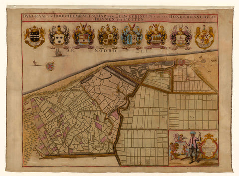 Map of the Hondsbossche Zeewering and the dunes near Petten, Hendrik de Leth, 1762 - 1773 Canvas Print