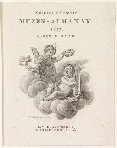 Title page for: Nederlandsche Muzen-Almanak 1827, Johannes Christiaan Bendorp, 1827 Canvas Print