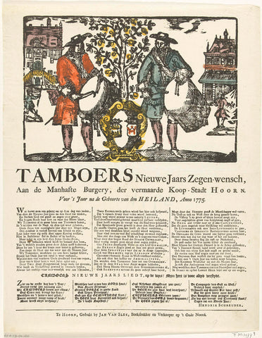 New Year's print of the Hoornse tamboers for the year 1775, anonymous, 1774 - 1775 Canvas Print