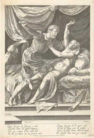 Lucretia and Sextus, Cornelis Cort, c. 1642 - before 1691 Canvas Print