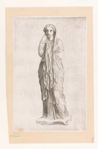 Statue of a woman, Claude Mellan, 1636 - 1637 Canvas Print